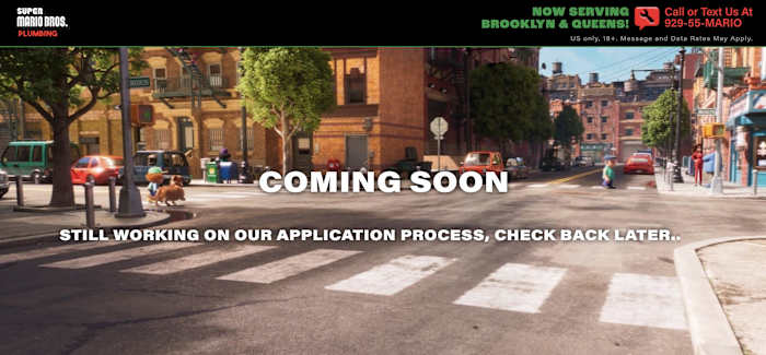 Super Mario Brothers Plumbing application page